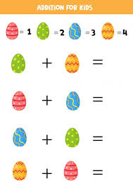 Addition Of Easter Eggs For Kids Solve
