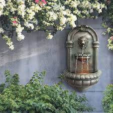 Outdoor Tiered Lion Head Wall Fountain
