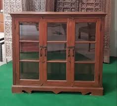 Antique Glass Door Cabinet Showcase At