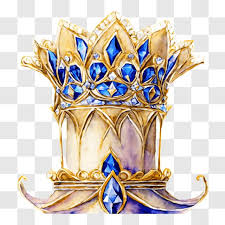Elegant Blue And Gold Jeweled Crown Png