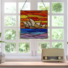 River Of Goods Sydney Opera House Multicolored Stained Glass Window Panel Orange