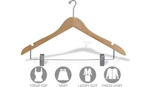 Set Of 100 Natural Wood Combo Hangers W