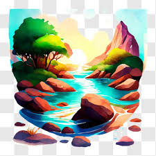 Abstract Mountain Painting Png