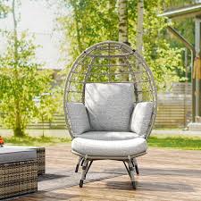 Dextrus Gray Wicker Egg Chair With