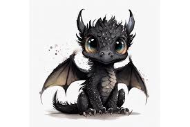 Cute Baby Black Dragon Png File Wall
