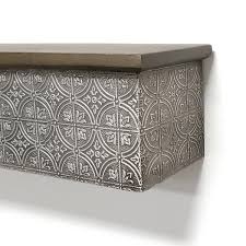 5 X 20 Solid Wood Ledge Shelf With Embossed Metal Details Decorative Metal Inplace