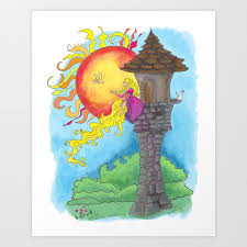 Rapunzel In Her Tower Art Print By