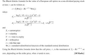 Solved The Black Scholes Formula For