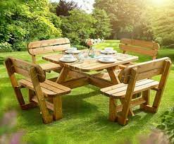 Rustic Pub Table Wooden Picnic Bench
