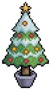 Pixel Art Tree With Star And