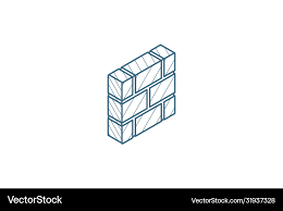 Brick Wall Isometric Icon 3d Line Art