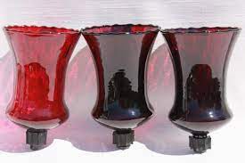 Vintage Ruby Red Glass Candle Cups