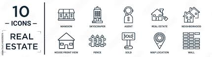 Real Estate Linear Icon Set Includes
