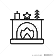 Cozy Fireplace Icon Vector Outline
