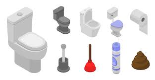 Toilet Bathroom Icon Set Isometric Set