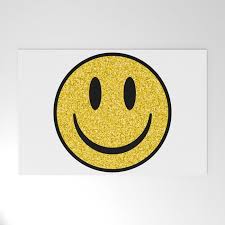 Glitter Smiley Face Welcome Mat By