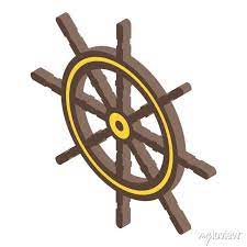 Sailor Ship Wheel Icon Isometric Of