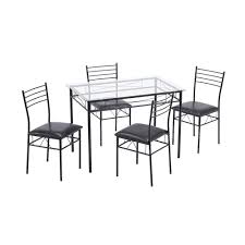 5 Piece Glass Top Dining Set With Metal