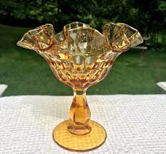 Fenton Art Glass Amber Thumbprint 6 1 4