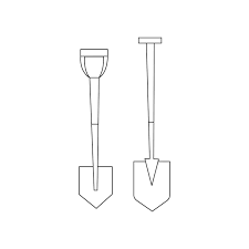 White Shovels Icon Outline Two Shovels