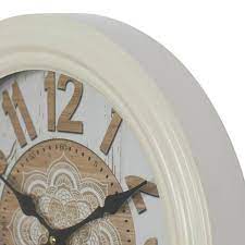 Litton Lane White Metal Farmhouse Wall Clock