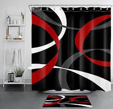 Black White Red Striped Modern Abstract