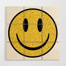 Glitter Smiley Face Wood Wall Art By