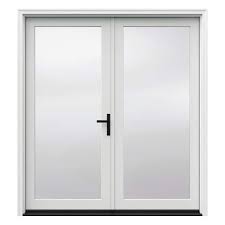 F 4500 72 In X 80 In White Left Hand Inswing Primed Fiberglass French Patio Door Kit With Impact Glass And Screen