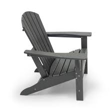 Luxeo Hampton Gray Outdoor Patio Adirondack Chair With Hideaway Ottoman 2 Pack