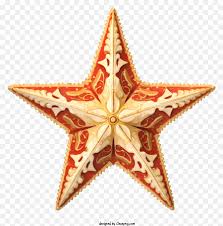Red Metal Star With Intricate White