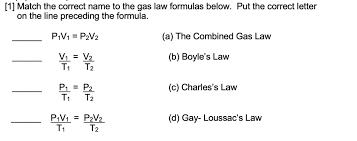 Match The Correct Name To The Gas Law