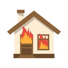 Burning House Icon Flame In Home