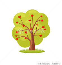 Flat Vector Icon Of Big Green Tree With