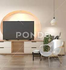 Tv Cabinet In Modern Empty Room Wall