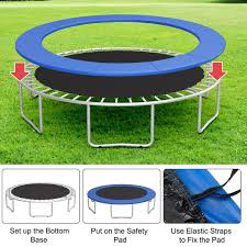 Gymax 14ft Trampoline Replacement Safety Pad Universal Trampoline Cover Blue