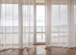 Sea View Through A Transpa Curtain