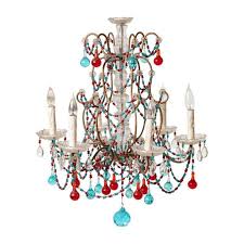 Colored Crystal 6 Light Chandelier