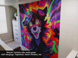 Psychedelic Shower Curtain Trippy Pup