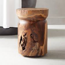 Round Natural Teak Bathroom Stool