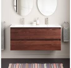 Signature Hardware 48 Kiah Wall Mounted Bathroom Vanity With Integrated Sink Base Finish Hickory Brown