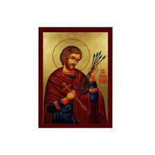 Saint Sebastian Icon Handmade Greek