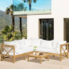 Outsunny 6 Piece Wood Outdoor Sofa