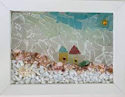 Beach Glass Mosaic On Picture Frame