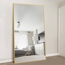 Seafuloy 32 In W X 71 In H Oversized Gold Metal Modern Classic Full Length Floor Standing Mirror