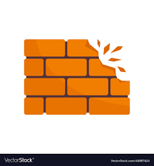 Demolition Brick Wall Icon Flat