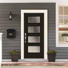 Black Steel Prehung Front Door