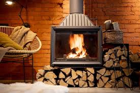 Cozy Fireplace With Firewood