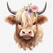 Cute Highland Cow Wearing Flower Crown