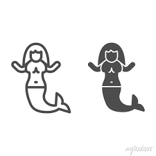 Mermaid Line And Solid Icon Fairytale