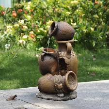 Brown Polyresin Urn Outdoor Fountain